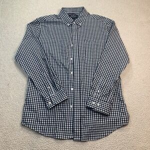 Nat Nast Button Down Men L Blue Gingham Luxury Original Cotton Shirt Long Sleeve